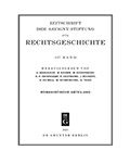 Zeitschrift der Savigny-Stiftung für Rechtsgeschichte Germanistische Abteilung