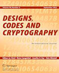 Designs, Codes and Cryptography